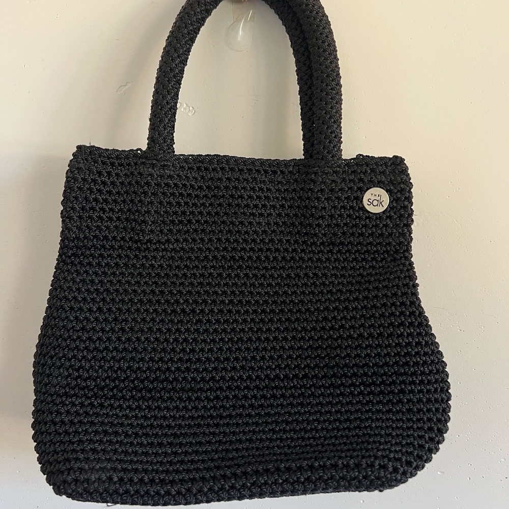 The Sak Black Knit Hobo Handbag Rope Wrap Handle NWT Condition